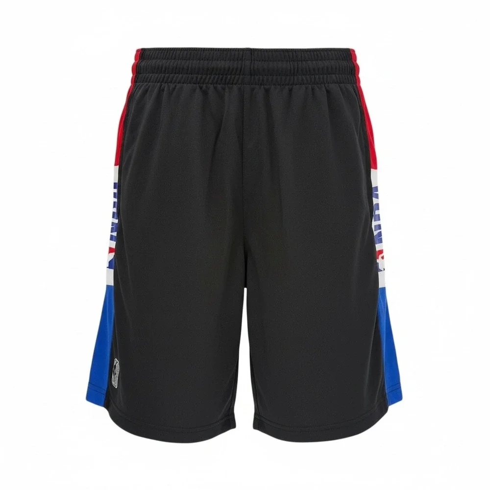 NBA Basketball Shorts Mens Medium Black Red White Blue Logo Athletic Gym Workout